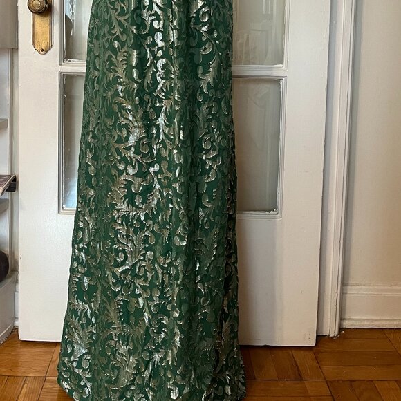 Nicole Miller Green & Silver Strapless Gown NWT - Picture 7 of 11